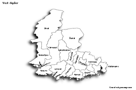 Sample Maps for Vest-Agder (black-white,shadowy)