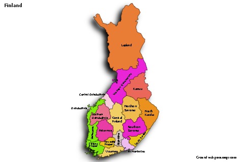 Sample Maps for Finland (colored,shadowy)