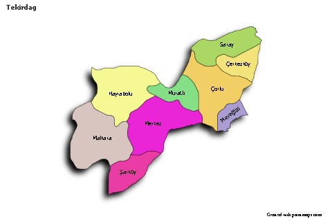 Sample Maps for Tekirdag (colored,shadowy)
