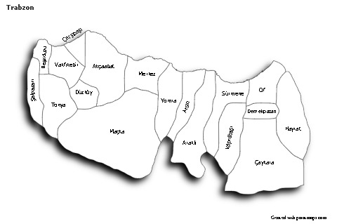 Trabzon için Örnek Haritalar (siyah-beyaz,gölgeli)