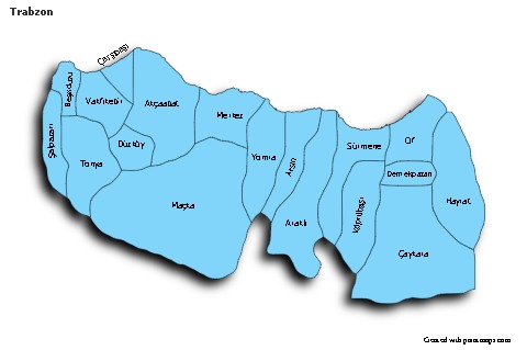 Trabzon için Örnek Haritalar (mavi,gölgeli)