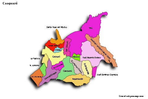 Mapas de muestra para Caaguazú (coloreado,sombrío)