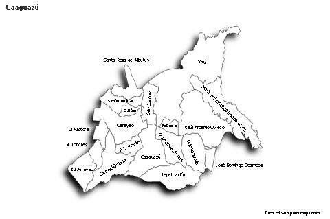 Mapas de muestra para Caaguazú (blanco-negro,sombrío)