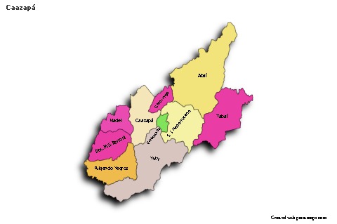 Contoh Peta untuk Caazapá (berwarna,bayangan)