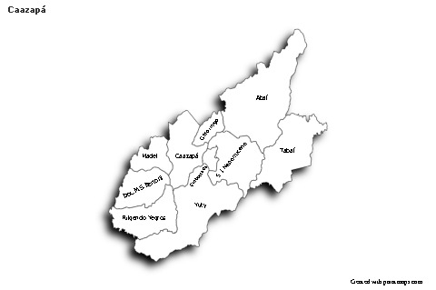 Contoh Peta untuk Caazapá (hitam-putih,bayangan)