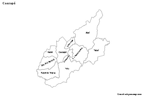Contoh Peta untuk Caazapá (hitam-putih)