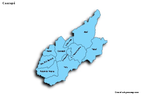 Contoh Peta untuk Caazapá (biru,bayangan)