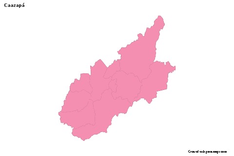 Contoh Peta untuk Caazapá (merah jambu,garis besar)