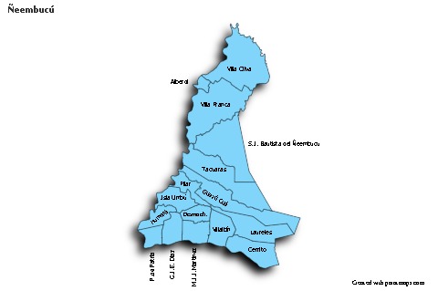 Contoh Peta untuk Ñeembucú (biru,bayangan)