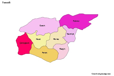 Tunceli için Örnek Haritalar (renkli)