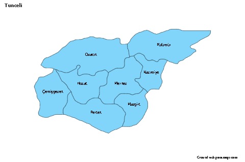 Tunceli için Örnek Haritalar (mavi)