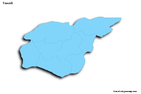 Tunceli için Örnek Haritalar (mavi,anahat,gölgeli)