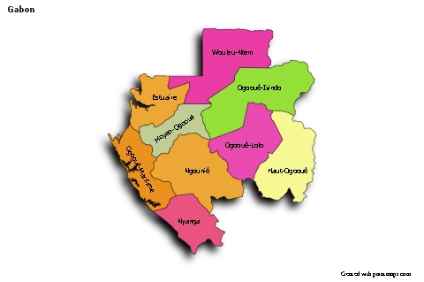 Sample Maps for Gabon (colored,shadowy)