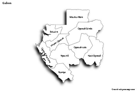 Sample Maps for Gabon (black-white,shadowy)