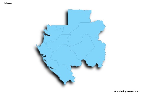 Sample Maps for Gabon (blue,outline,shadowy)