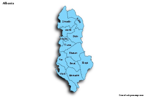 Sample Maps for Albania (blue,shadowy)