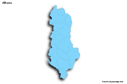 Sample Maps for Albania (blue,outline,shadowy)