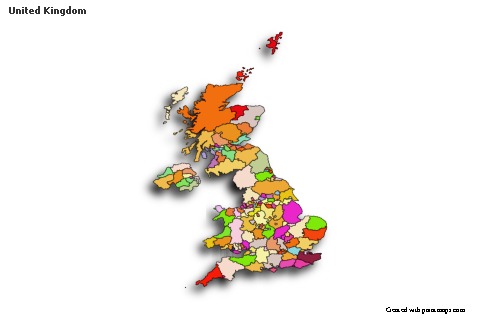 Sample Maps for United Kingdom (colored,shadowy)