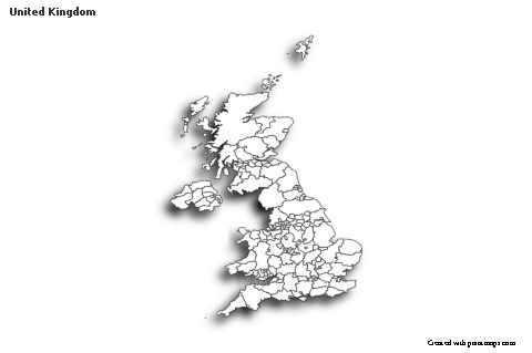 Sample Maps for United Kingdom (black-white,shadowy)