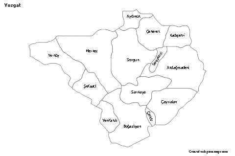 Yozgat için Örnek Haritalar (siyah-beyaz)