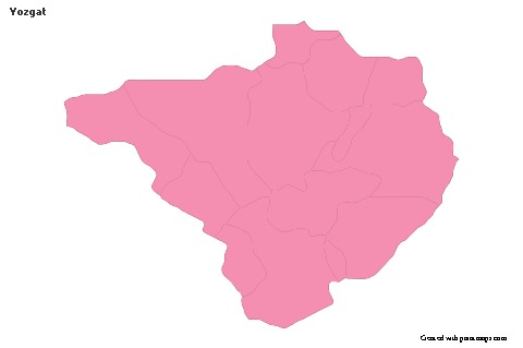Yozgat için Örnek Haritalar (pembe,anahat)