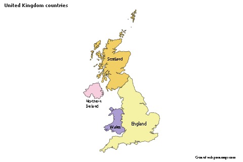 Sample Maps for United Kingdom countries (colored)