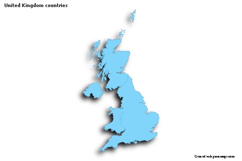 Sample Maps for United Kingdom countries (blue,outline,shadowy)