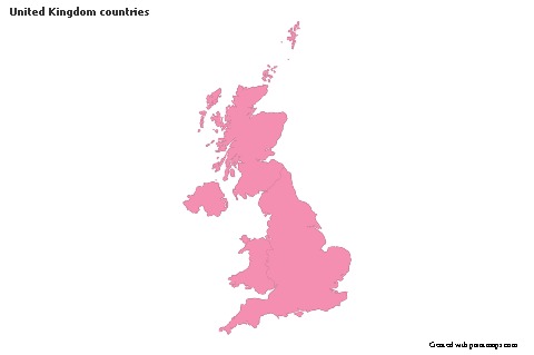 Sample Maps for United Kingdom countries (pink,outline)