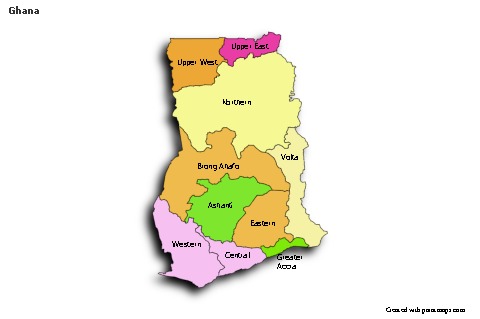 Sample Maps for Ghana (colored,shadowy)