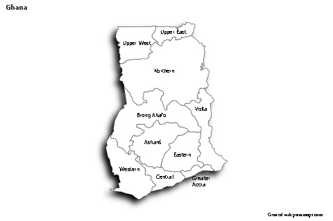 Sample Maps for Ghana (black-white,shadowy)