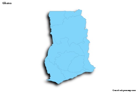 Sample Maps for Ghana (blue,outline,shadowy)