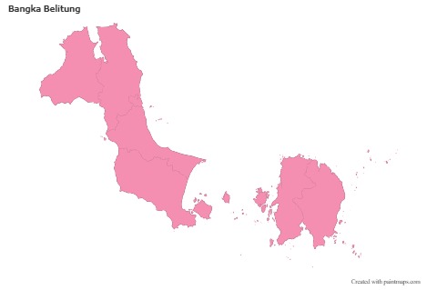 Contoh Peta untuk Bangka Belitung (merah jambu,garis besar)