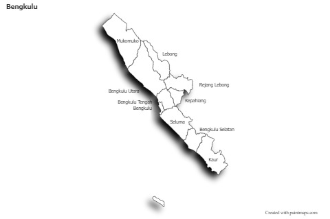 Bengkulu için Örnek Haritalar (siyah-beyaz,gölgeli)