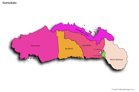 Gorontalo için Örnek Haritalar (renkli,gölgeli)