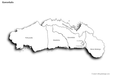 Gorontalo için Örnek Haritalar (siyah-beyaz,gölgeli)