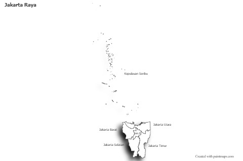 Mapas de muestra para Jakarta Raya (blanco-negro,sombrío)