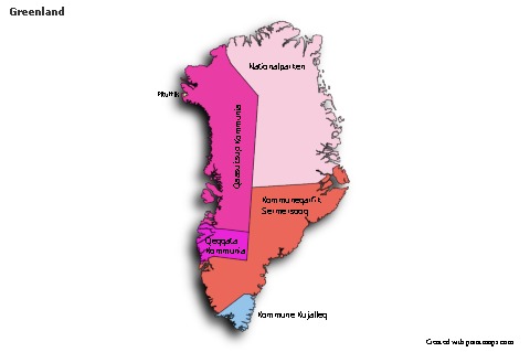Sample Maps for Greenland (colored,shadowy)