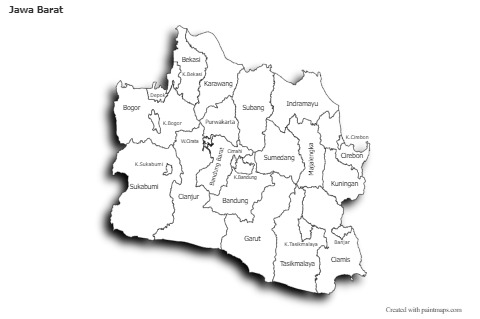 Jawa Barat için Örnek Haritalar (siyah-beyaz,gölgeli)