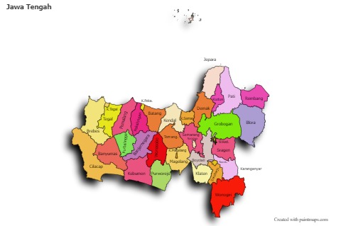 Mapas de muestra para Jawa Tengah (coloreado,sombrío)