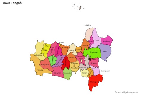 Mapas de muestra para Jawa Tengah (coloreado)