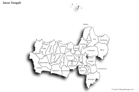 Mapas de muestra para Jawa Tengah (blanco-negro,sombrío)