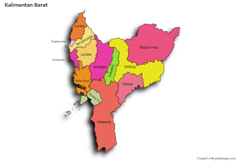 Kalimantan Barat için Örnek Haritalar (renkli,gölgeli)