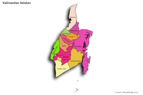 Kalimantan Selatan için Örnek Haritalar (renkli,gölgeli)