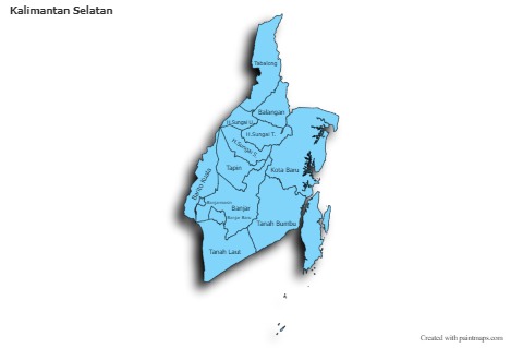 Kalimantan Selatan için Örnek Haritalar (mavi,gölgeli)