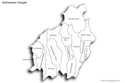 Kalimantan Tengah için Örnek Haritalar (siyah-beyaz,gölgeli)