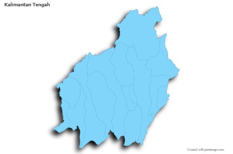 Kalimantan Tengah için Örnek Haritalar (mavi,anahat,gölgeli)