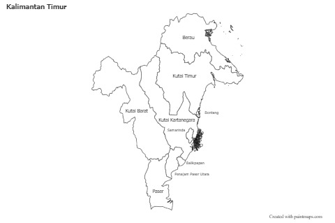 Kalimantan Timur için Örnek Haritalar (siyah-beyaz)