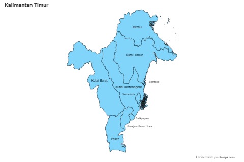 Kalimantan Timur için Örnek Haritalar (mavi)