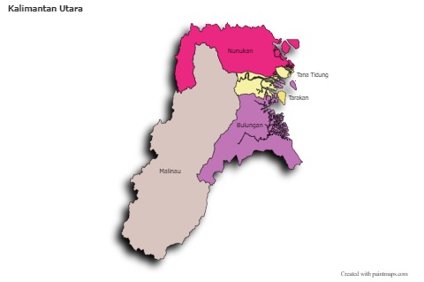 Sample Maps for Kalimantan Utara (colored,shadowy)