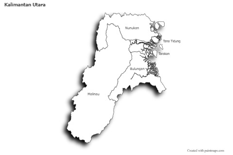 Sample Maps for Kalimantan Utara (black-white,shadowy)